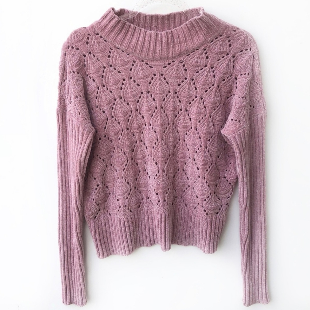 Pink Chenille Cropped Sweater Medium